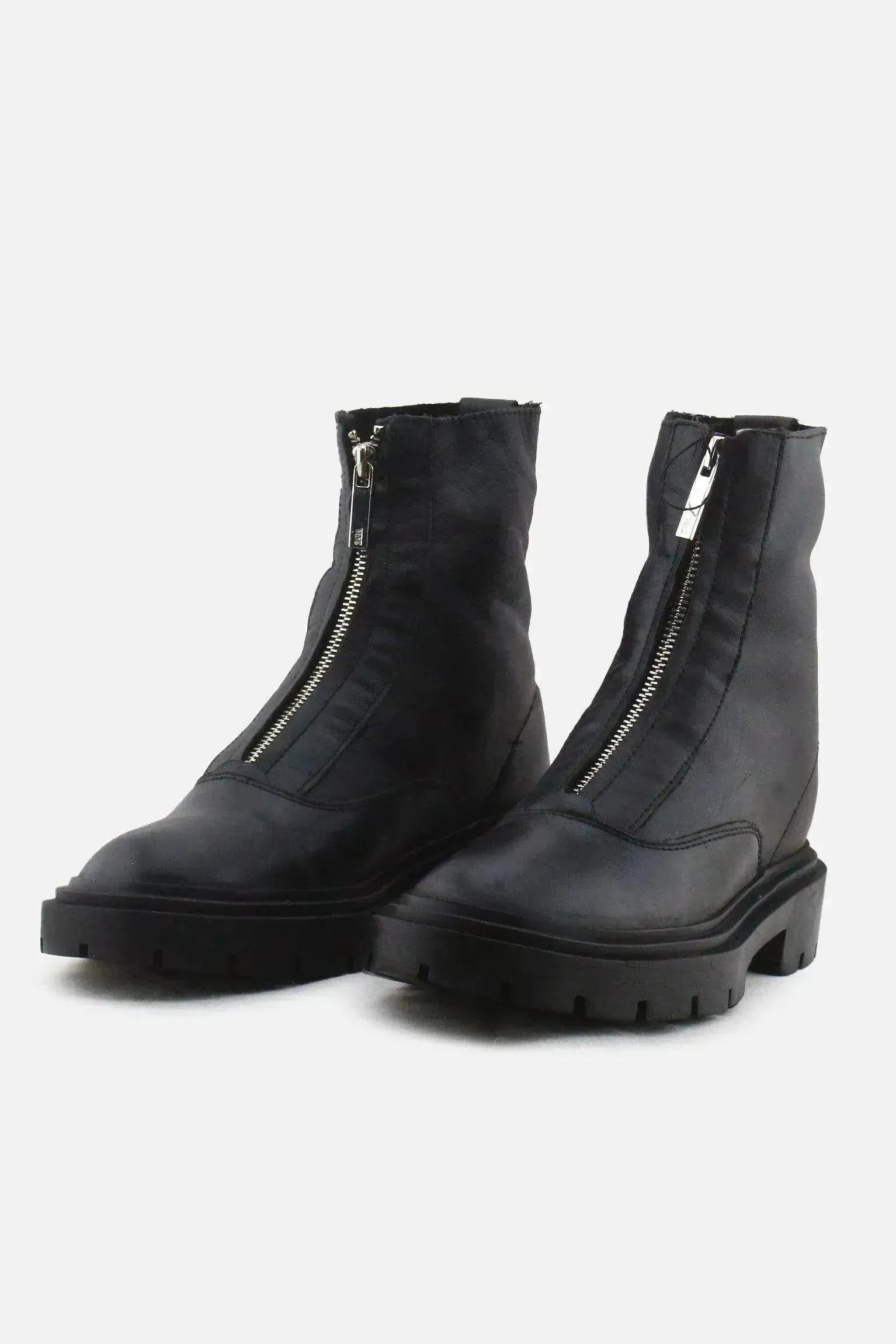 Zara Zipper Chelsea Ankle Boots | 100% Authentic Leather - sundaybazar