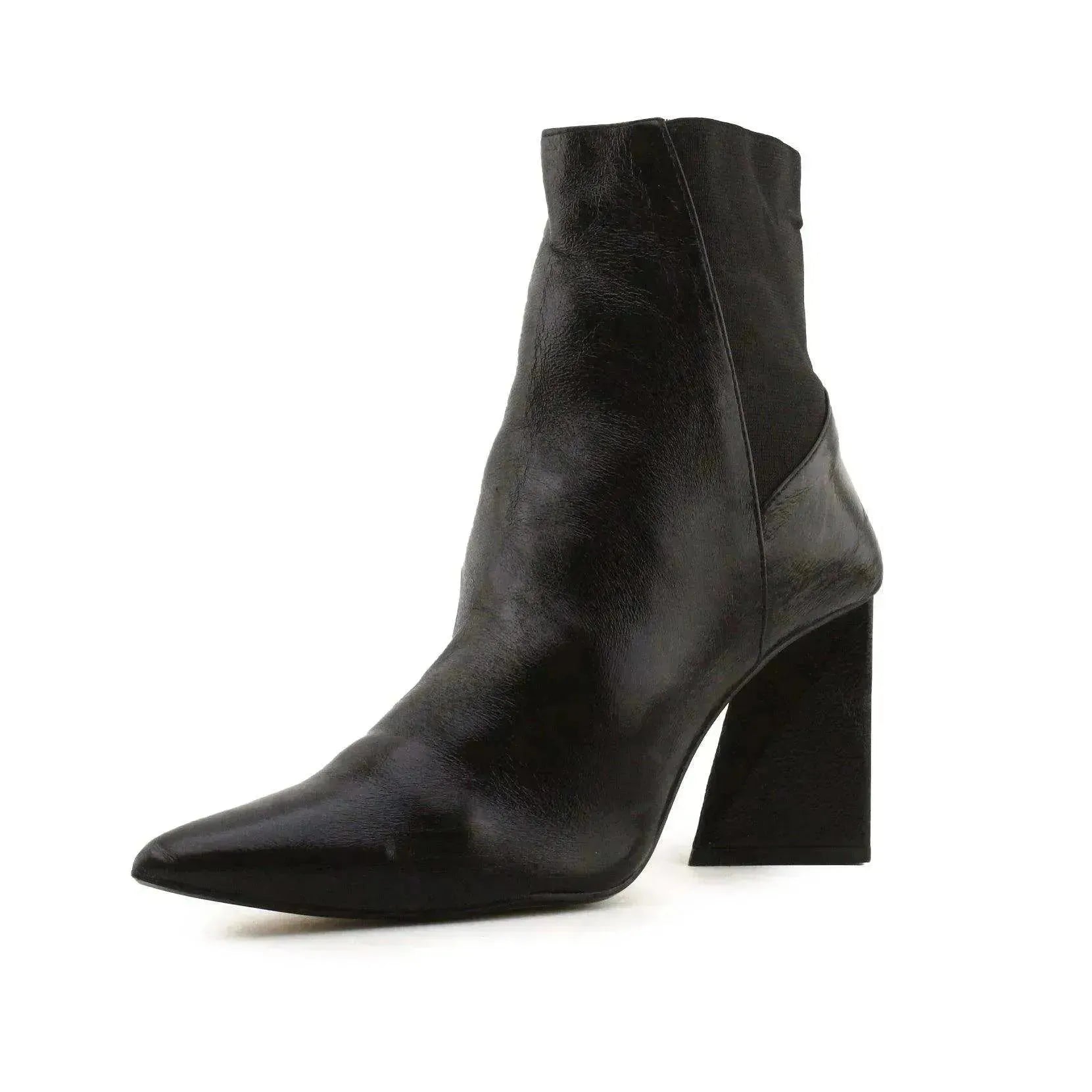 Zara Stretchable Flare Heels Ankle Boots | 100% Authentic Leather - sundaybazar