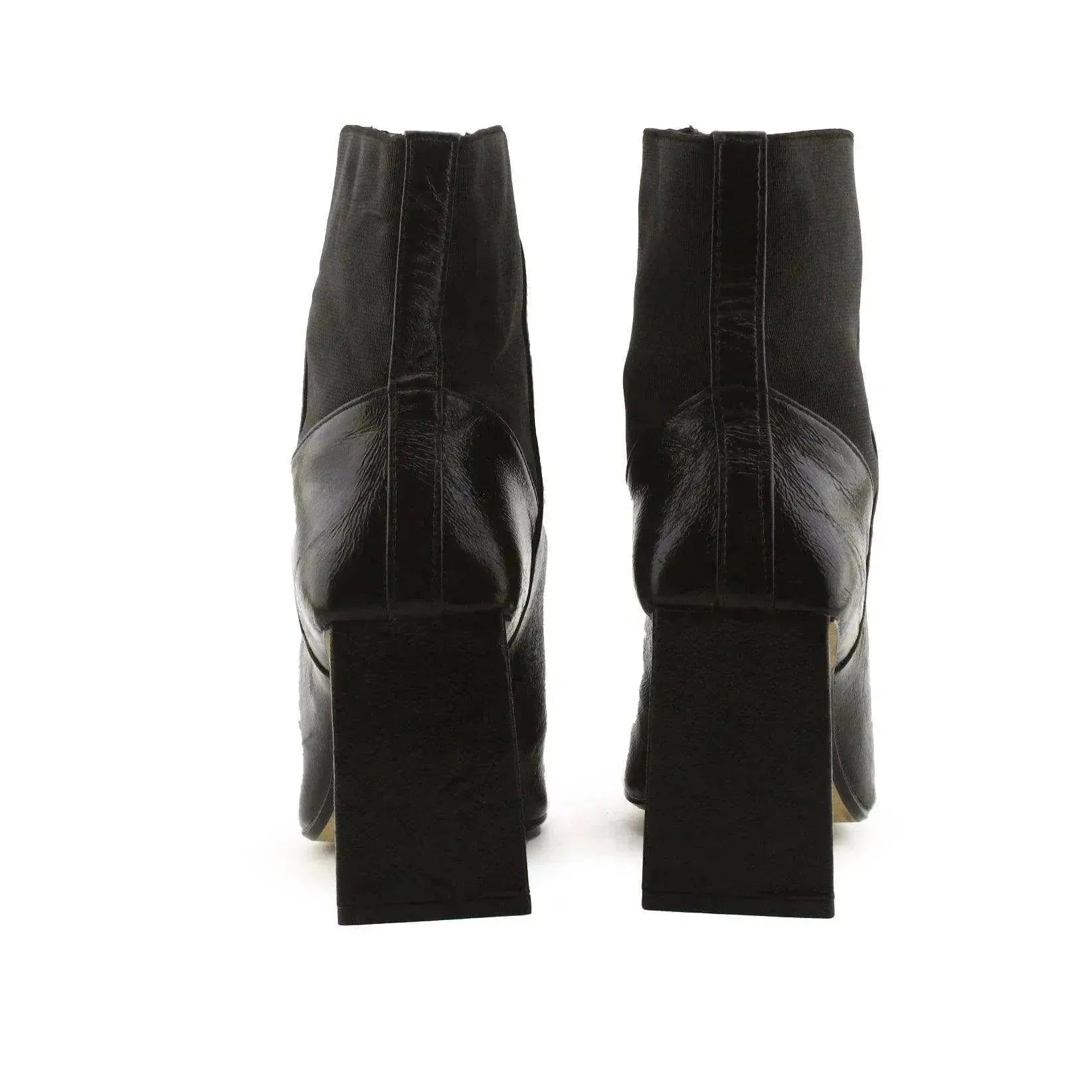 Zara Stretchable Flare Heels Ankle Boots | 100% Authentic Leather - sundaybazar
