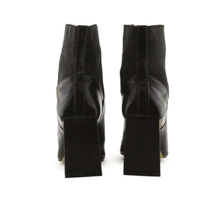 Zara Stretchable Flare Heels Ankle Boots | 100% Authentic Leather - sundaybazar