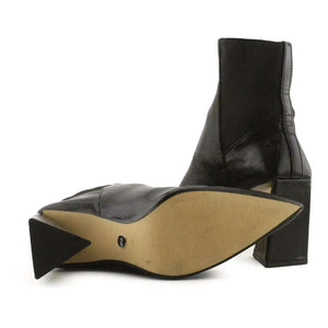 Zara Stretchable Flare Heels Ankle Boots | 100% Authentic Leather - sundaybazar