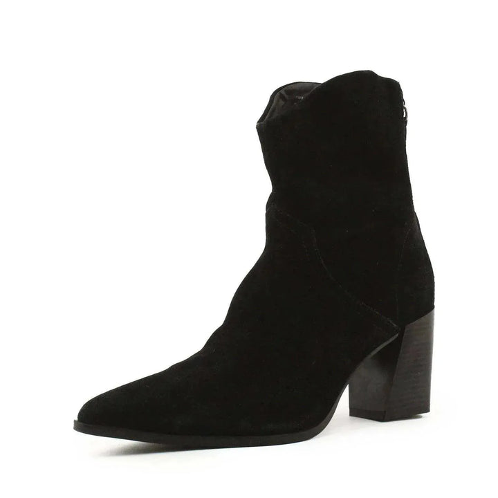 Zara Zipper Block Heels Ankle Boots | Suede - sundaybazar