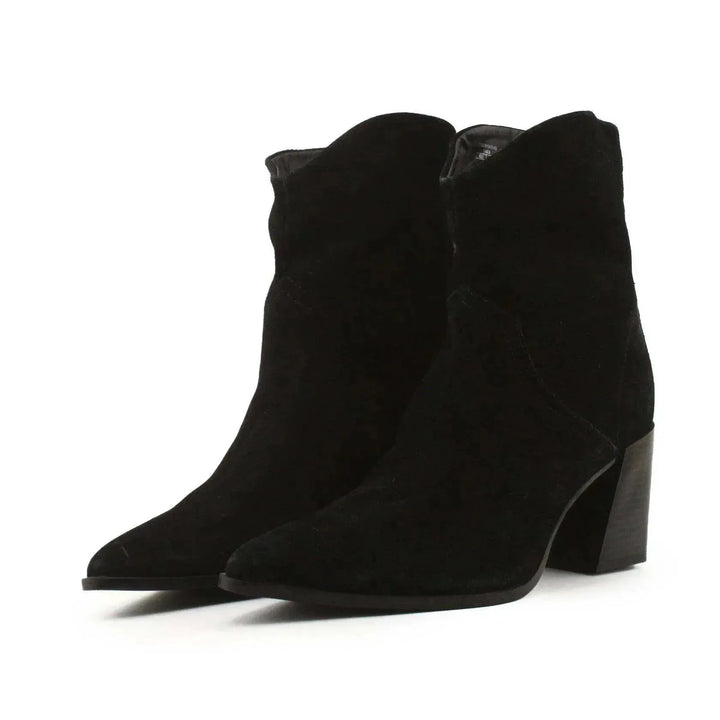 Zara Zipper Block Heels Ankle Boots | Suede - sundaybazar