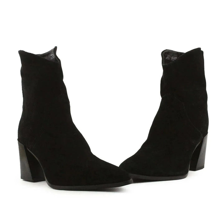 Zara Zipper Block Heels Ankle Boots | Suede - sundaybazar