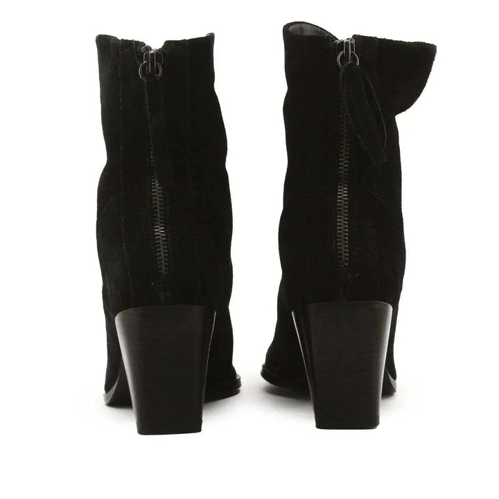 Zara Zipper Block Heels Ankle Boots | Suede - sundaybazar