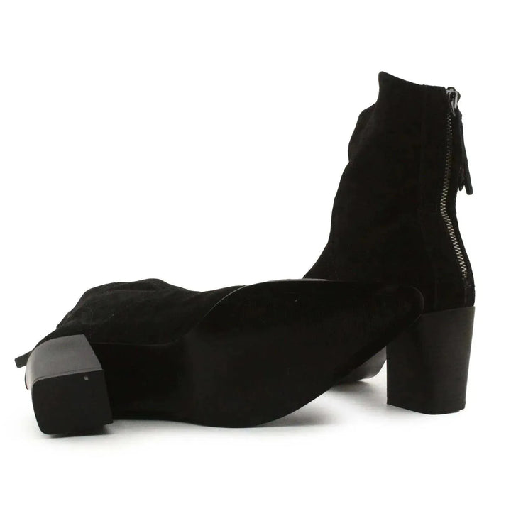 Zara Zipper Block Heels Ankle Boots | Suede - sundaybazar