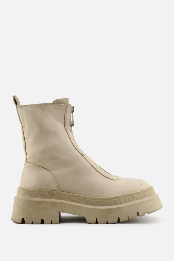 Pull & Bear Zipper Combat Ankle Boots | 100% Authentic Leather