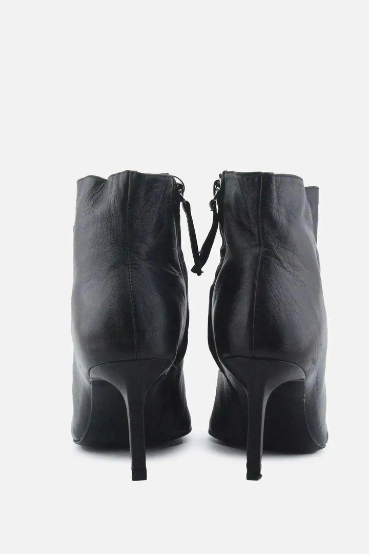 Zara Zipper Stilettos Heels Ankle Boots | 100% Authentic Leather - sundaybazar