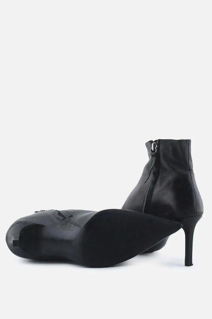 Zara Zipper Stilettos Heels Ankle Boots | 100% Authentic Leather - sundaybazar