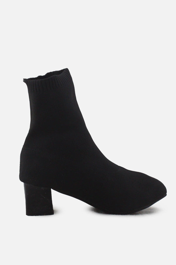 European Brand Stretchable Block Ankle Boots | Textile