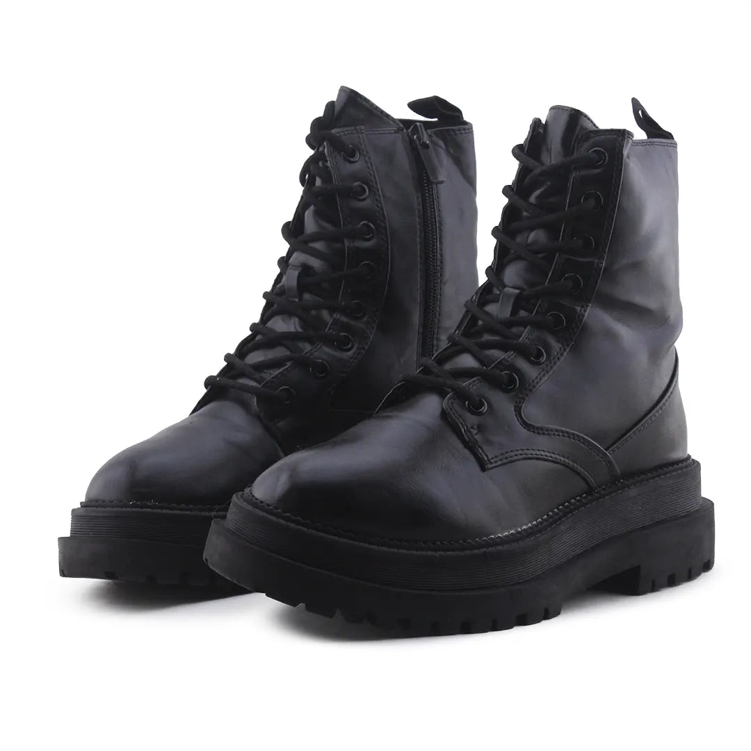 Stradivarius Zipper Lace Up Ankle Boot | 100% Authentic Leather