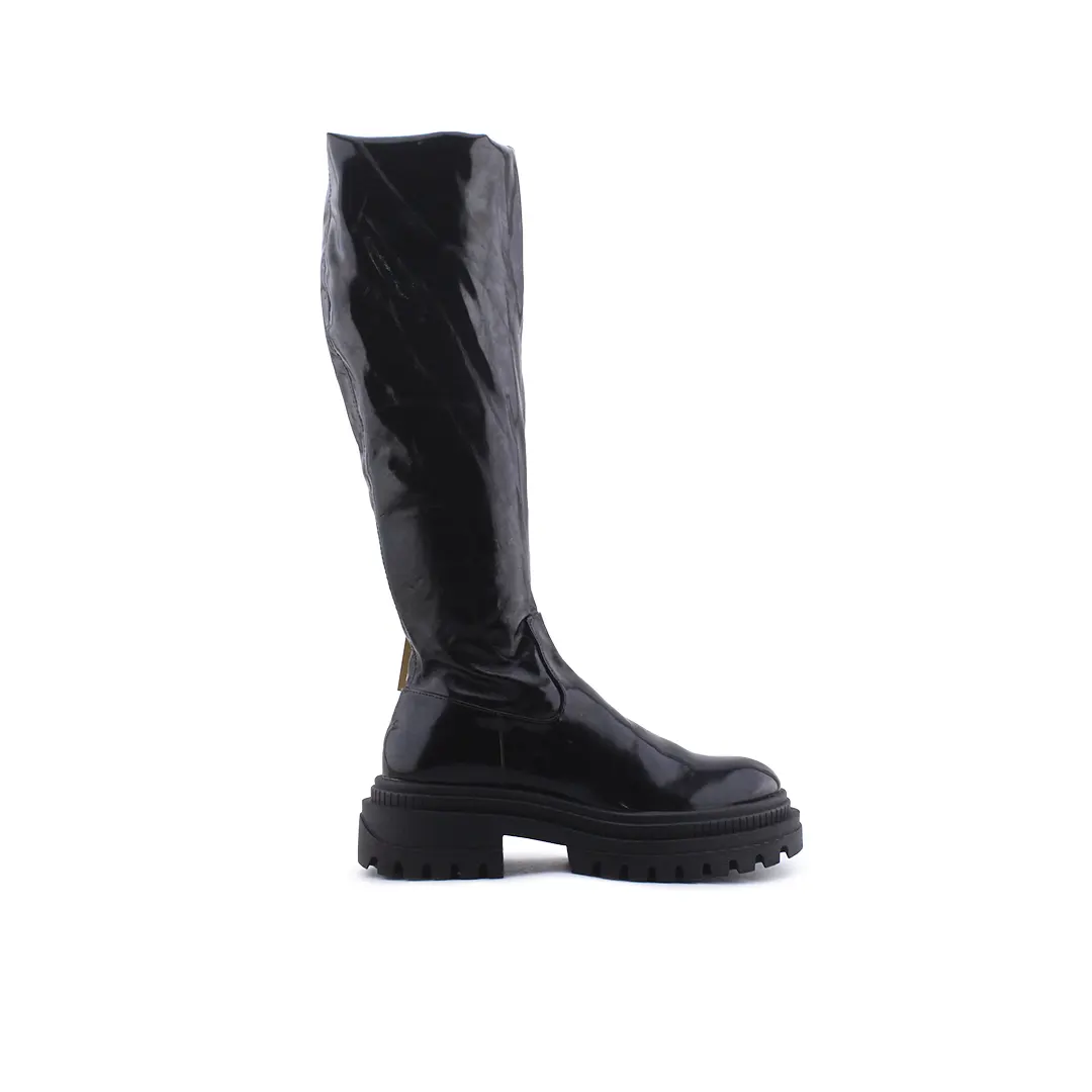 Bershka Zipper Patent Thigh High Boot