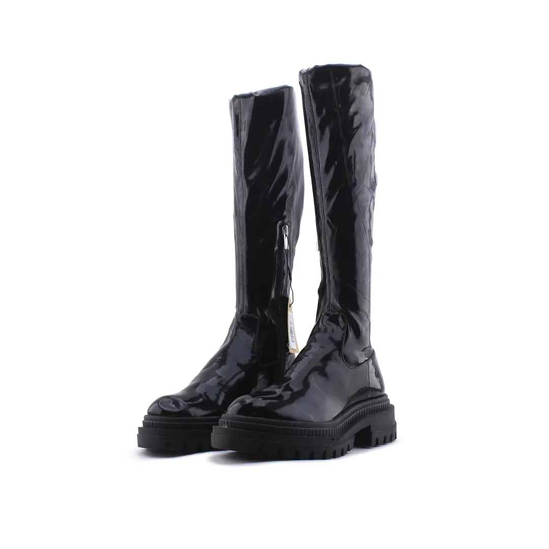 Bershka Zipper Patent Thigh High Boot