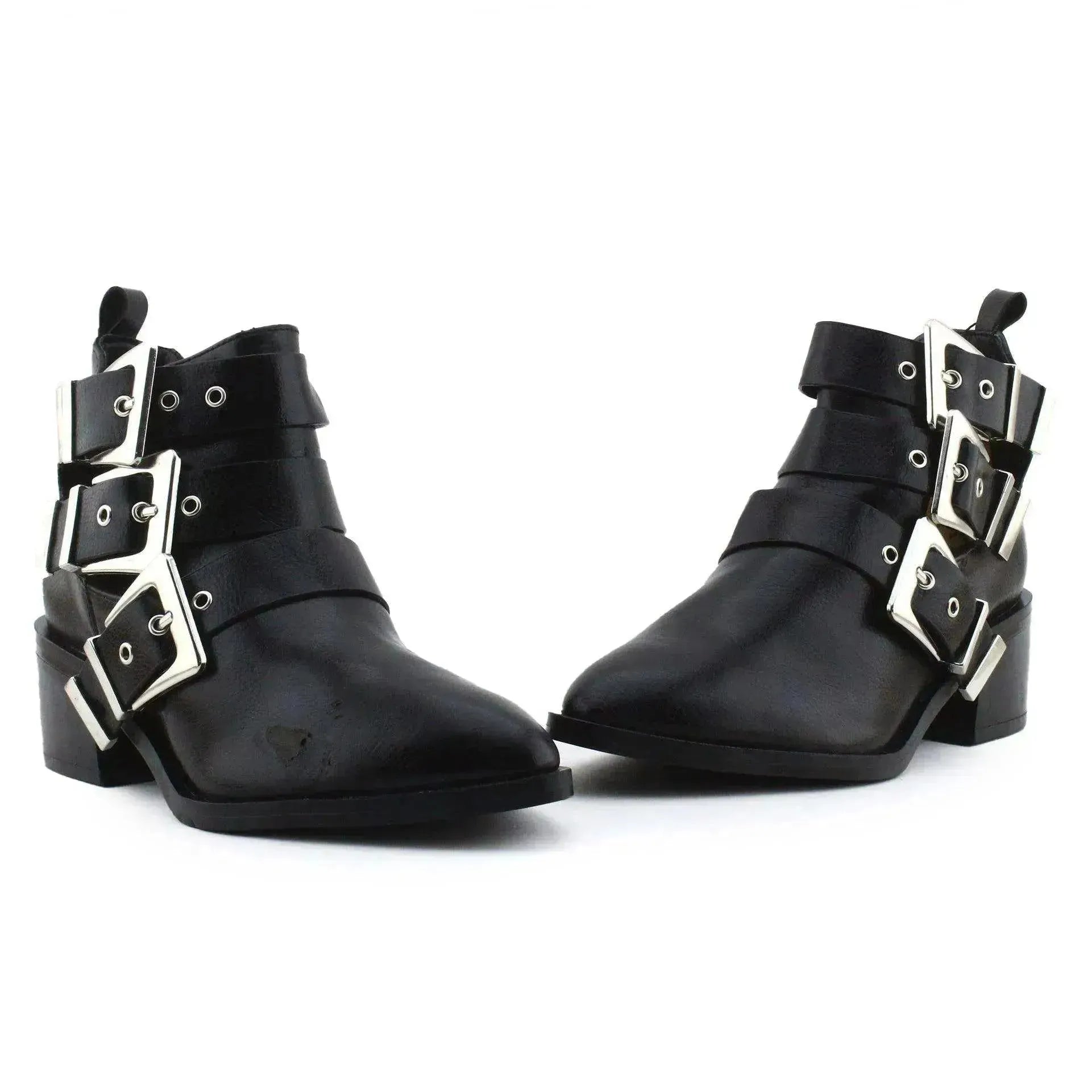 Pull & Bear Buckle Straps Chelsea Ankle Boots | 100% Authentic Leather - sundaybazar