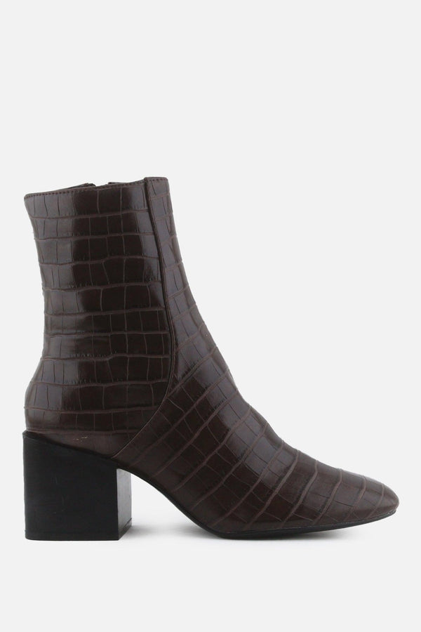 Zara Zipper Block Ankle Boots | 100% Synthetic Leather