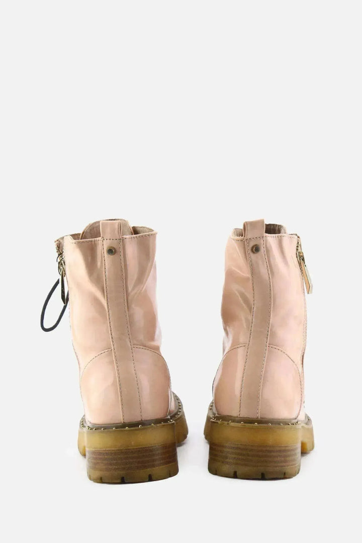 Stradivarius Zipper Laces Combat Boots | 100% Synthetic Leather - sundaybazar