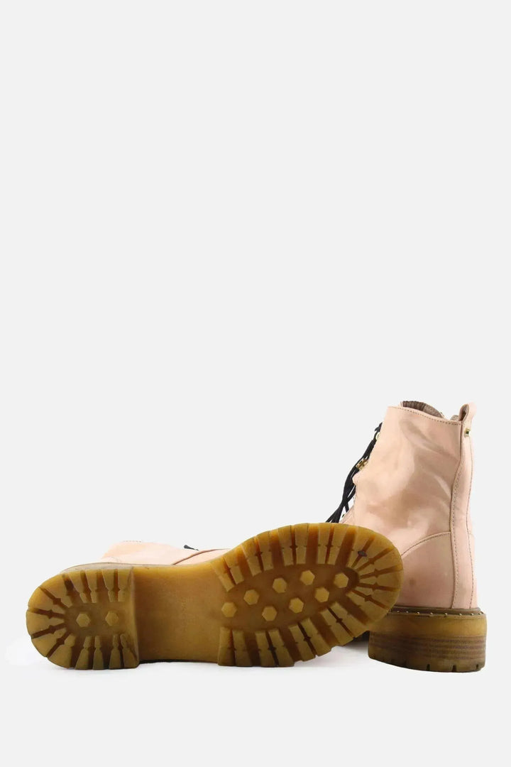 Stradivarius Zipper Laces Combat Boots | 100% Synthetic Leather - sundaybazar