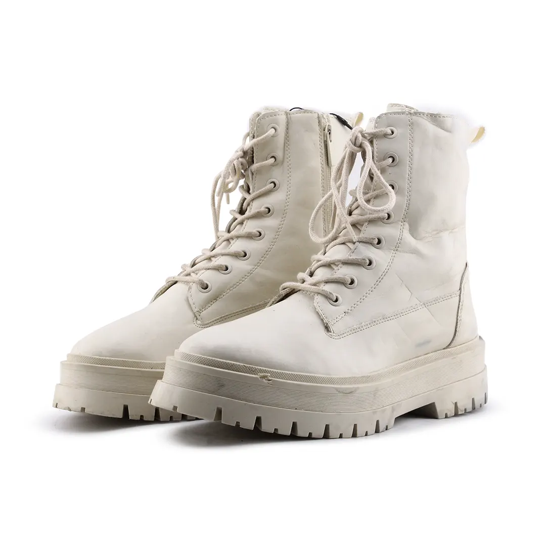 Stradivarius Zipper Lace Up Ankle Boot | 100% Authentic Leather