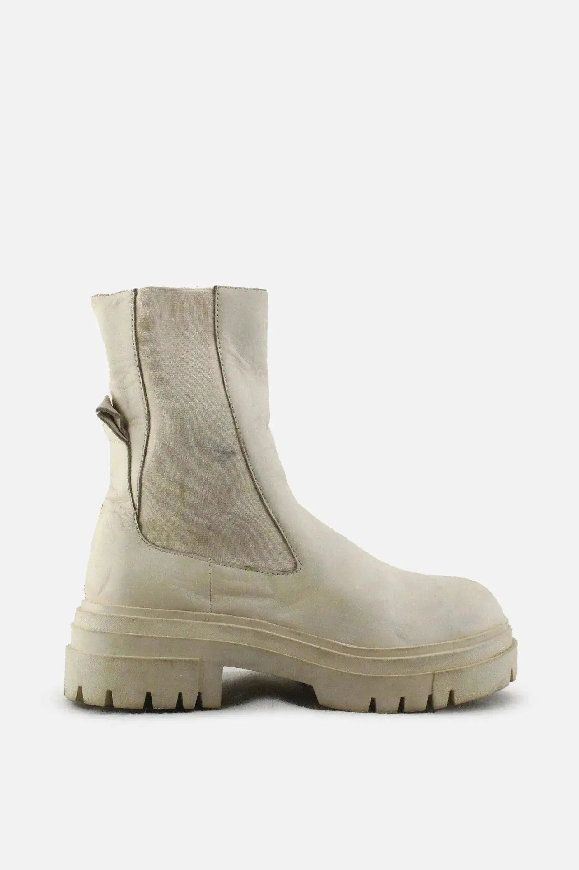 Zara Stretchable Combat Ankle Boots | 100% Authetic Leather - sundaybazar