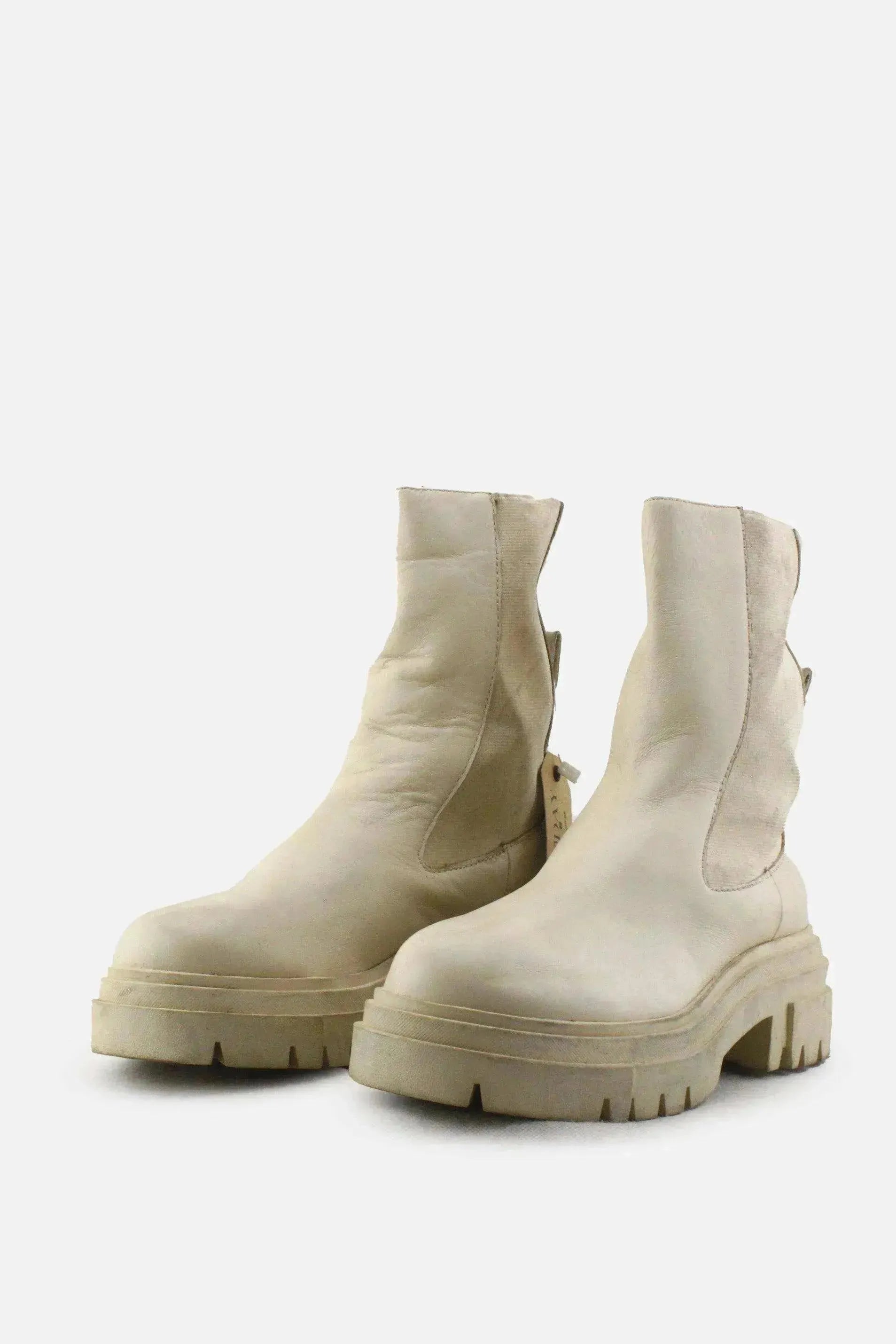Zara Stretchable Combat Ankle Boots | 100% Authetic Leather - sundaybazar