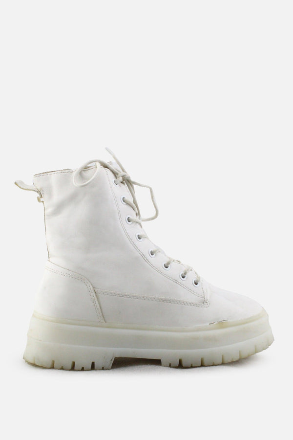 Stradivarius Zipper Laces Combat Ankle Boots | 100% Authetic Leather