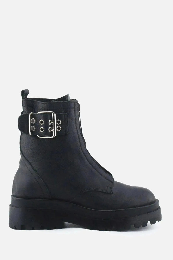 Stradivarius Zipper Buckle Straps Ankle Boots | 100% Authentic Leather - sundaybazar