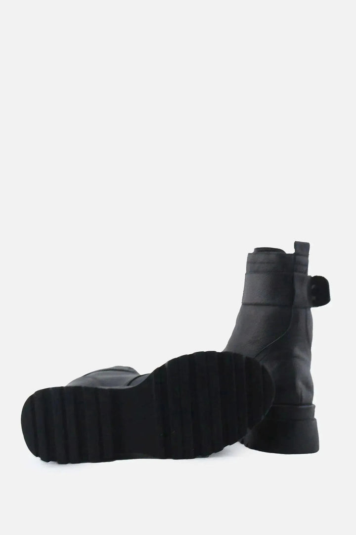 Stradivarius Zipper Buckle Straps Ankle Boots | 100% Authentic Leather - sundaybazar