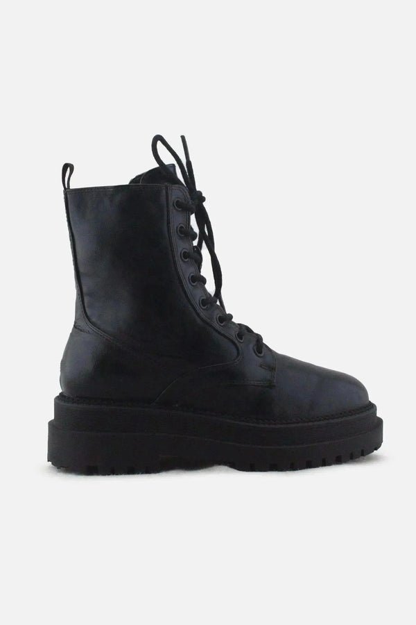 Stradivarius Zipper Laces Combat Ankle Boots | 100% Authetic Leather - sundaybazar