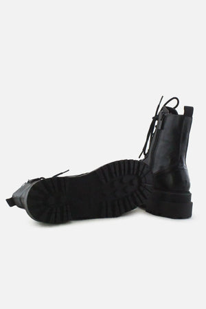 Stradivarius Zipper Laces Combat Ankle Boots | 100% Authetic Leather - sundaybazar