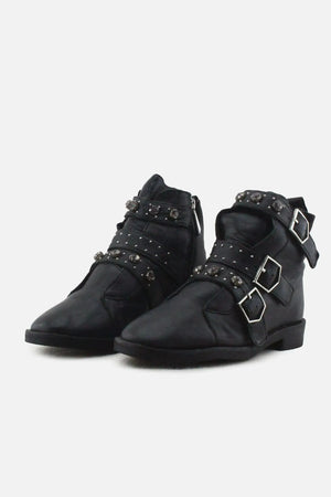 Stradivarius Zipper Buckle Straps Chelsea Ankle Boots | 100% Authetic Leather - sundaybazar