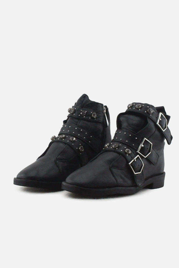 Stradivarius Zipper Buckle Straps Chelsea Ankle Boots | 100% Authetic Leather - sundaybazar