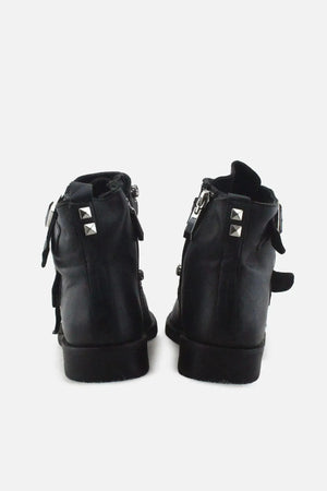Stradivarius Zipper Buckle Straps Chelsea Ankle Boots | 100% Authetic Leather - sundaybazar
