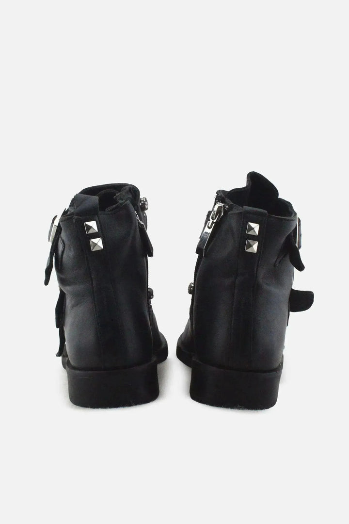 Stradivarius Zipper Buckle Straps Chelsea Ankle Boots | 100% Authetic Leather - sundaybazar