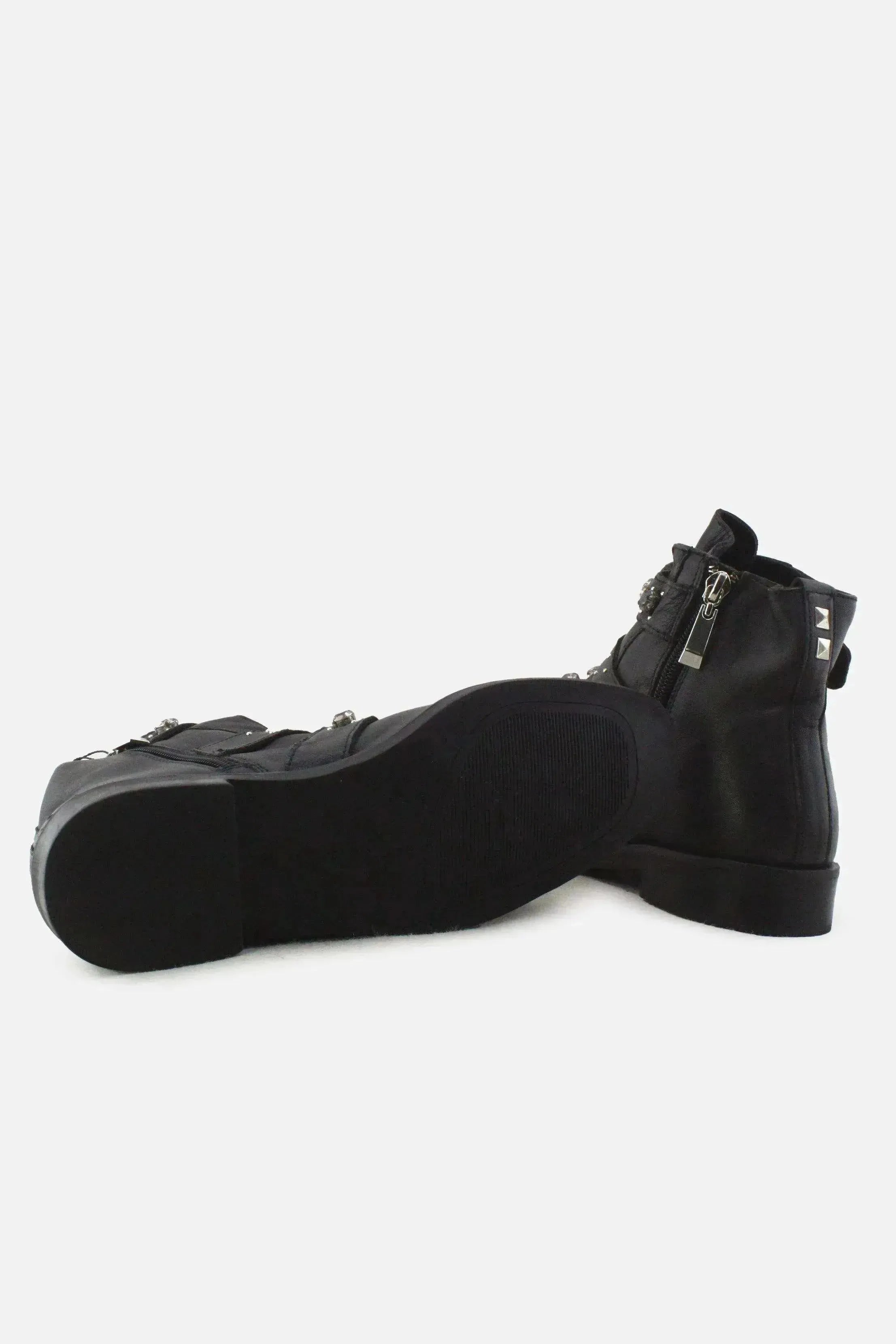 Stradivarius Zipper Buckle Straps Chelsea Ankle Boots | 100% Authetic Leather - sundaybazar