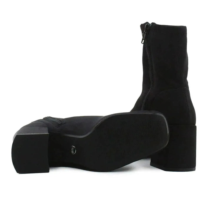 Zara Zipper Block Heels Sock Boots | Textile - sundaybazar