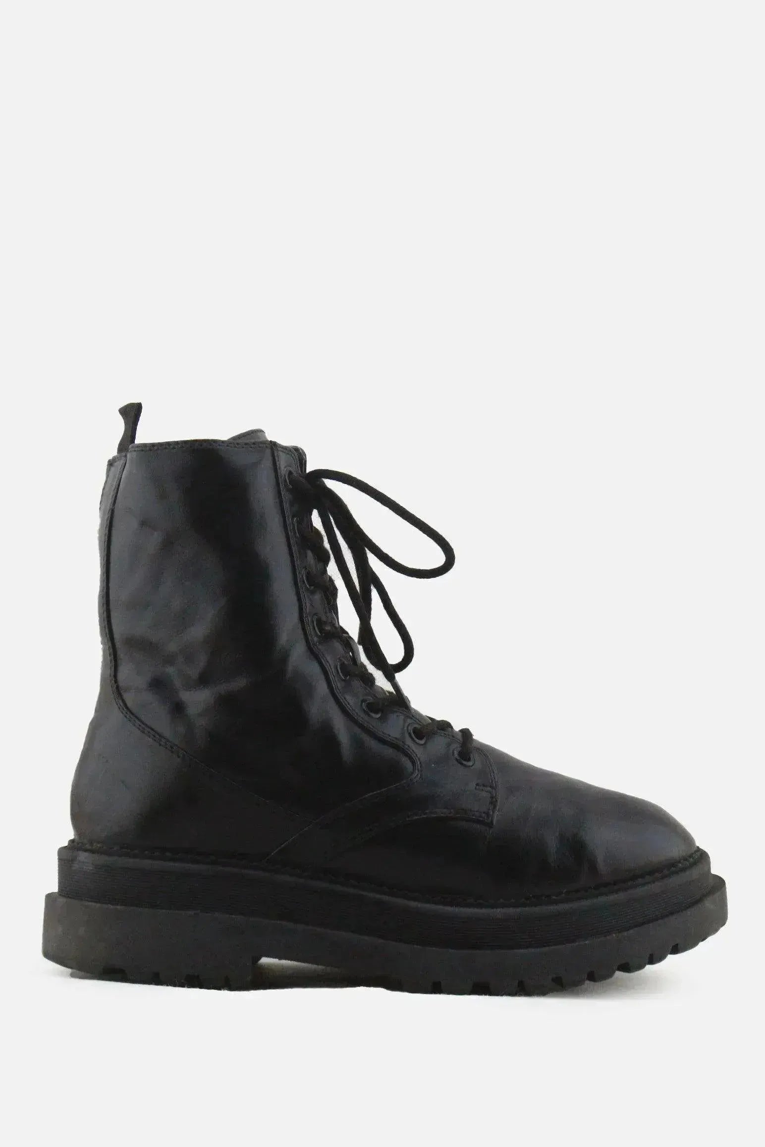 Stradivarius Zipper Laces Combat Boots | 100% Authentic Leather - sundaybazar