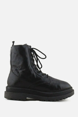 Stradivarius Zipper Laces Combat Boots | 100% Authentic Leather - sundaybazar