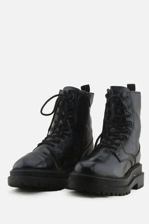 Stradivarius Zipper Laces Combat Boots | 100% Authentic Leather - sundaybazar