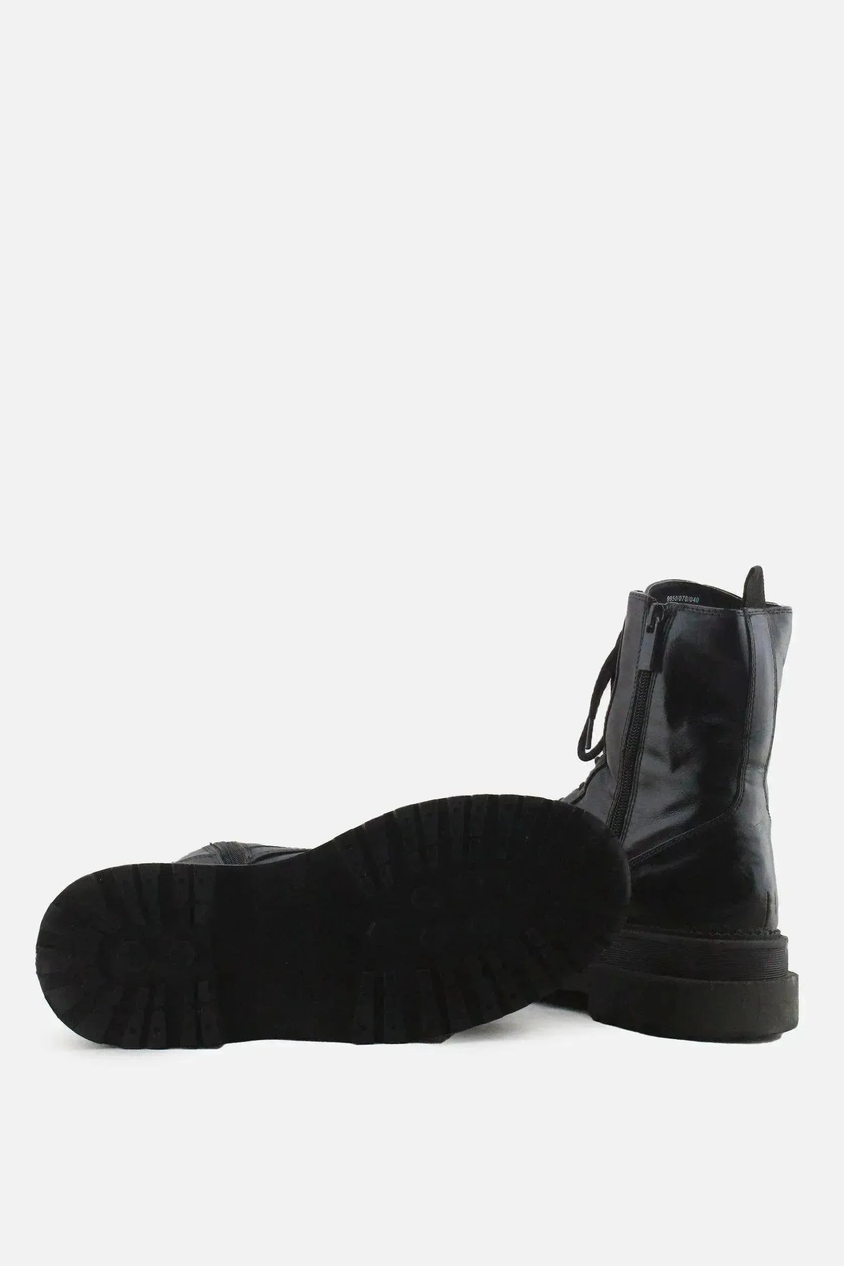 Stradivarius Zipper Laces Combat Boots | 100% Authentic Leather - sundaybazar