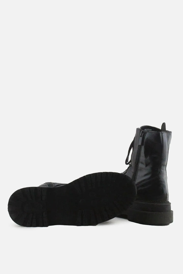 Stradivarius Zipper Laces Combat Boots | 100% Authentic Leather - sundaybazar