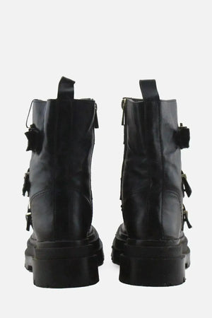 Stradivarius Zipper Buckle Straps Ankle Boots | 100% Authentic Leather - sundaybazar