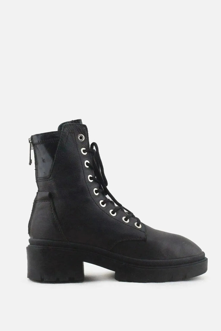 Stradivarius Zipper Laces Combat Boots | 100% Authentic Leather - sundaybazar