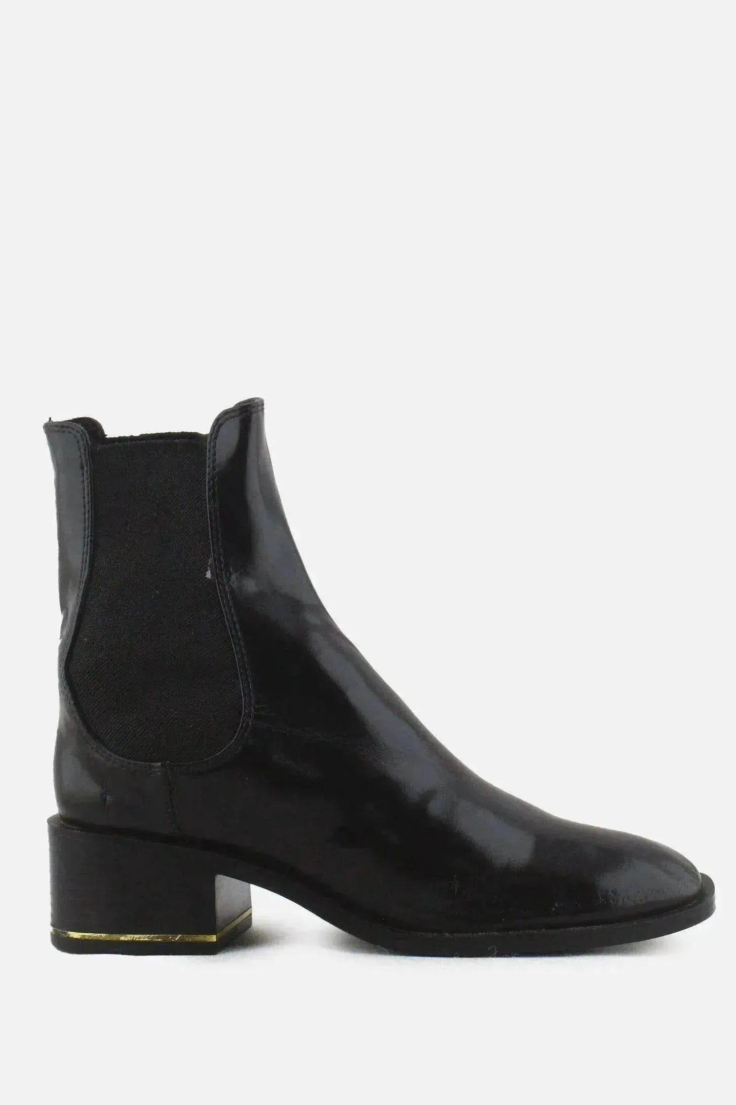 Zara Stretchable Block Heels Ankle Boots | 100% Authentic Leather - sundaybazar