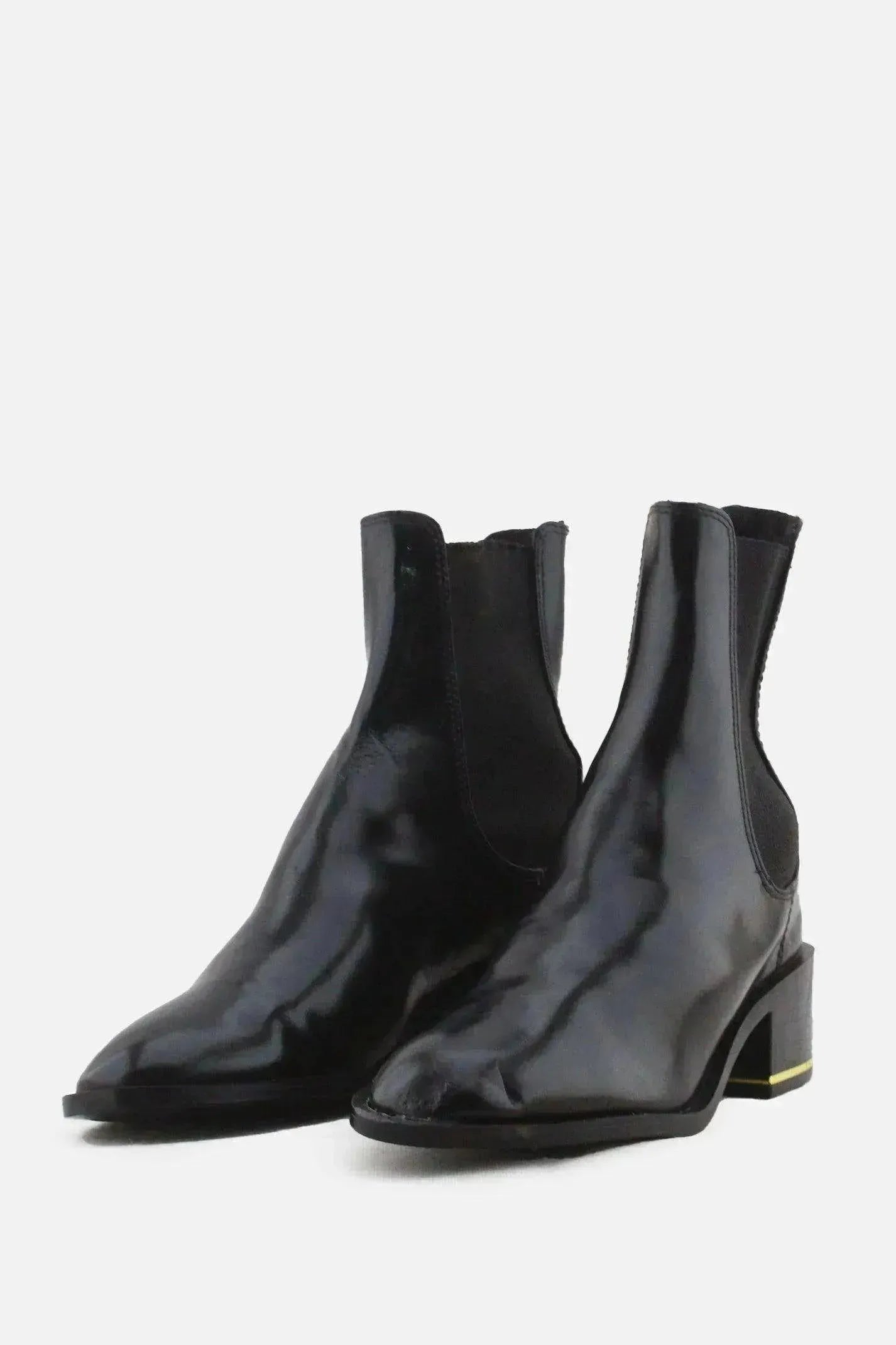 Zara Stretchable Block Heels Ankle Boots | 100% Authentic Leather - sundaybazar