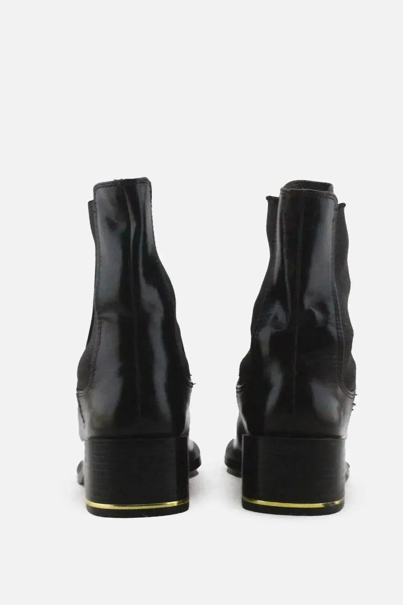Zara Stretchable Block Heels Ankle Boots | 100% Authentic Leather - sundaybazar