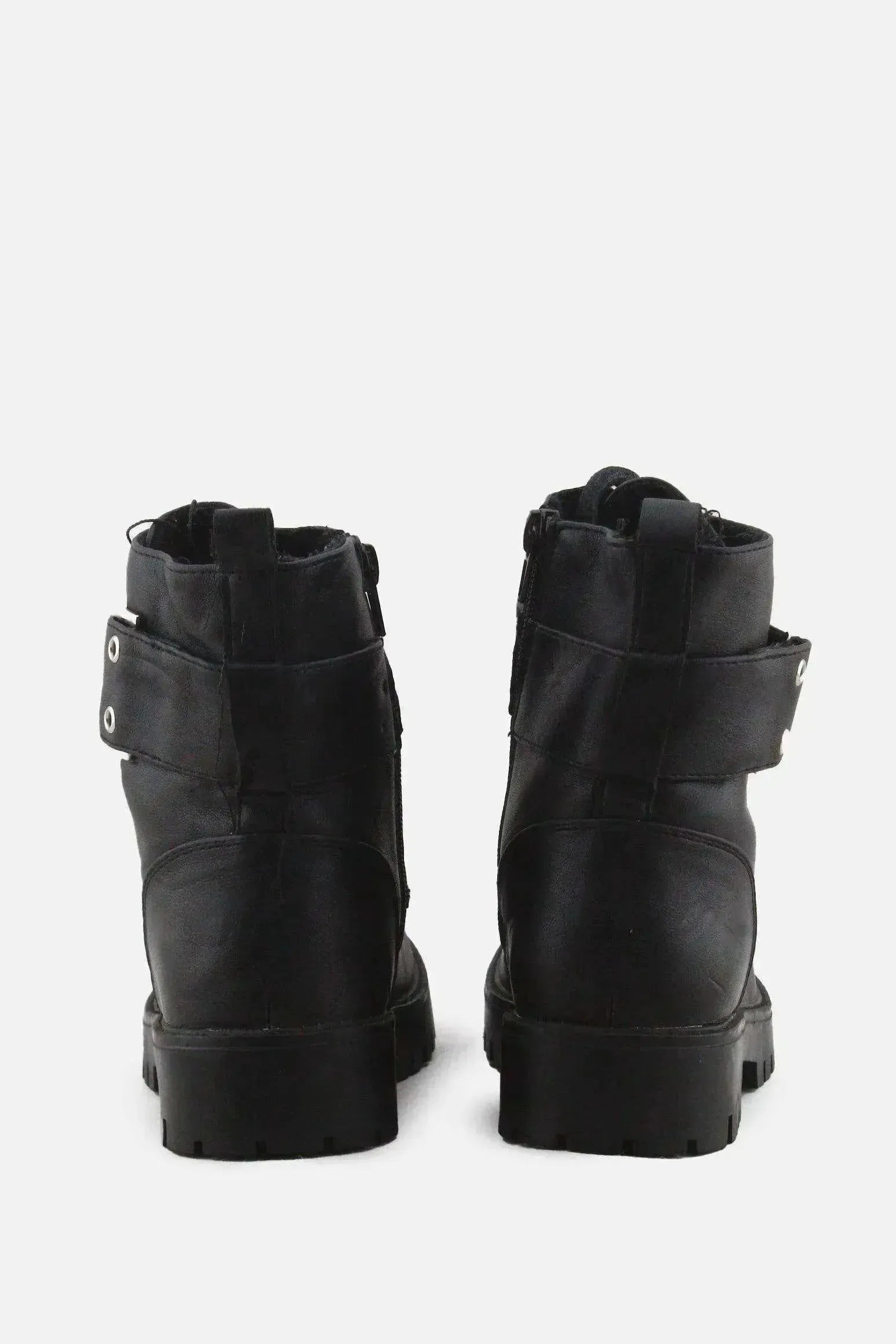 Lefties Zipper Laces Buckle Straps Ankle Boots | 100% Authentic Leather - sundaybazar