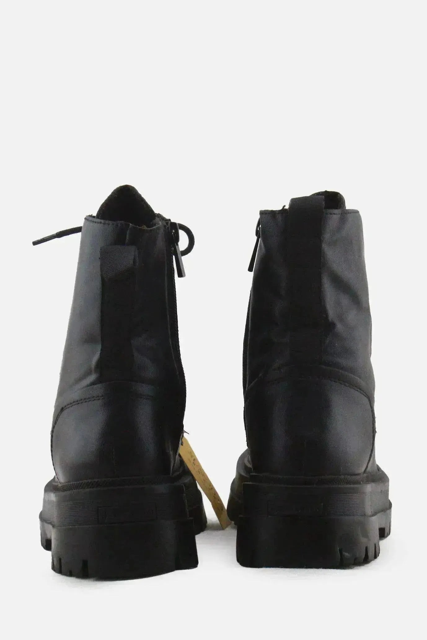 Stradivarius Zipper Laces Combat Boots | 100% Authentic Leather - sundaybazar
