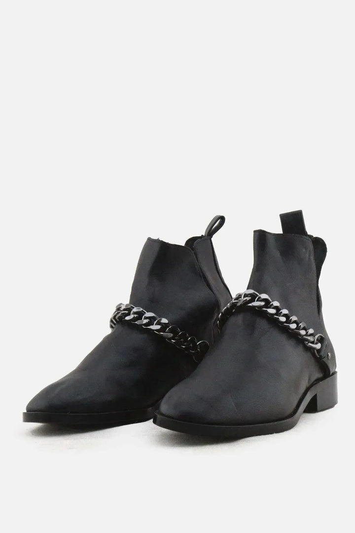 Stradivarius Chain Chelsea Ankle Boots | 100% Authentic Leather - sundaybazar