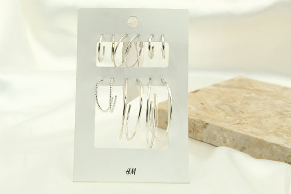 H & M Stainless Hoops 6 Pieces