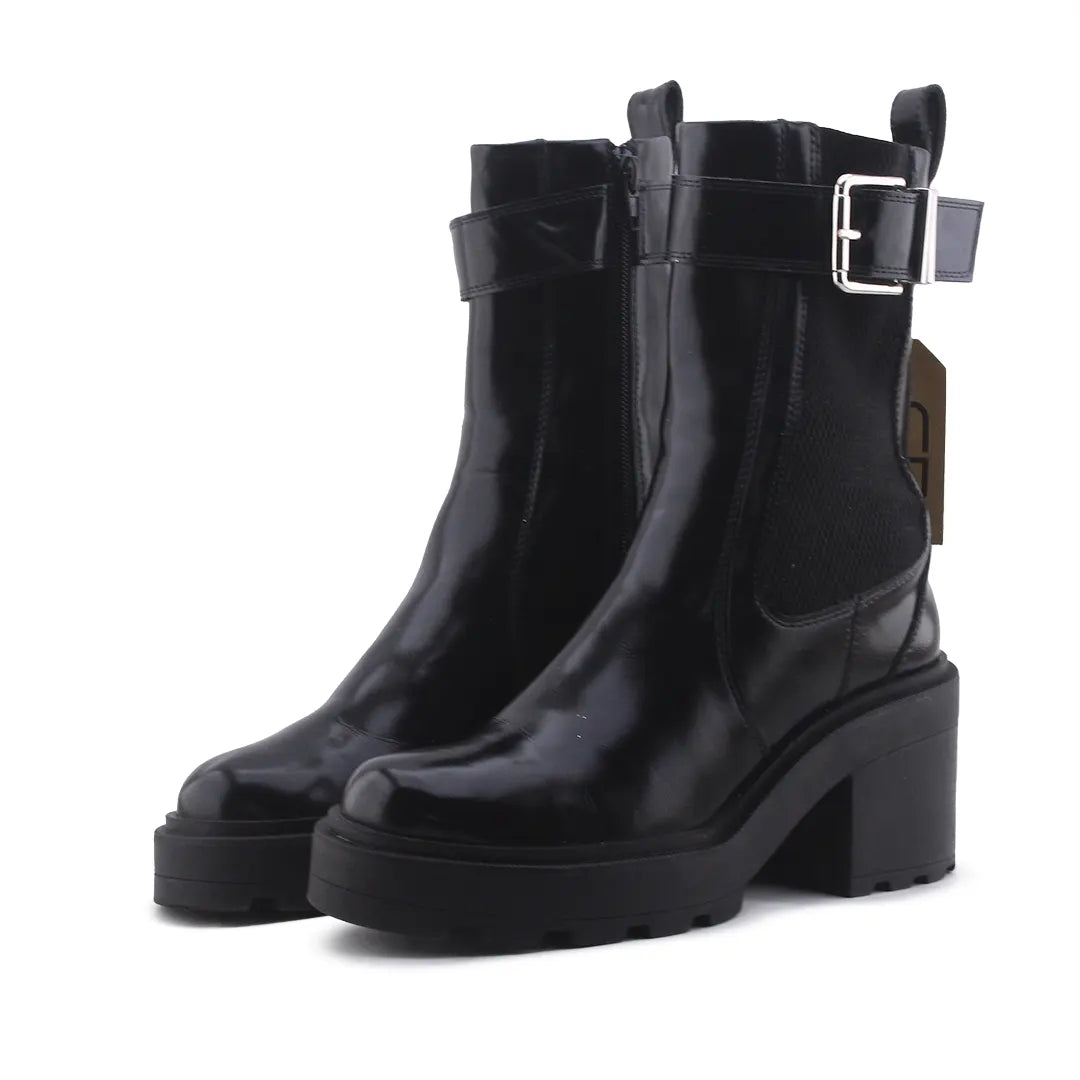 Zara Zipper Stretchable Buckle Strap Ankle Boot | 100% Authentic Leather